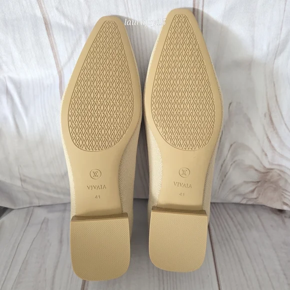 Vivaia Minnie Pro Small Square Toe Flats Khaki Tan Womens 41 US 9.5 - Picture 10 of 11
